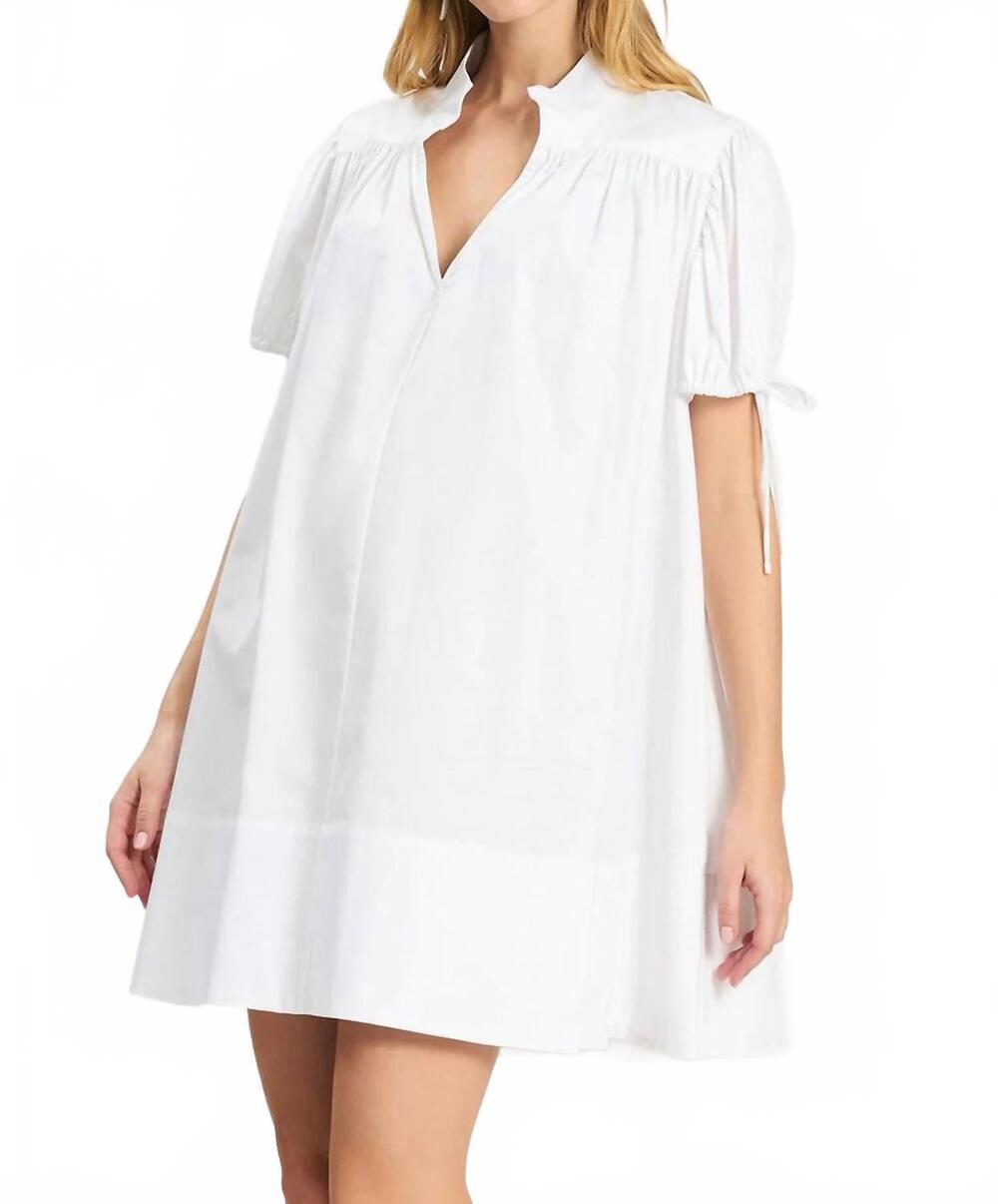 NEW TYLER BOE coco tie sleeve dress in white